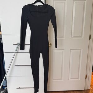 White Fox Boutique Black Long-Sleeve Scoop Neck Jumpsuit
